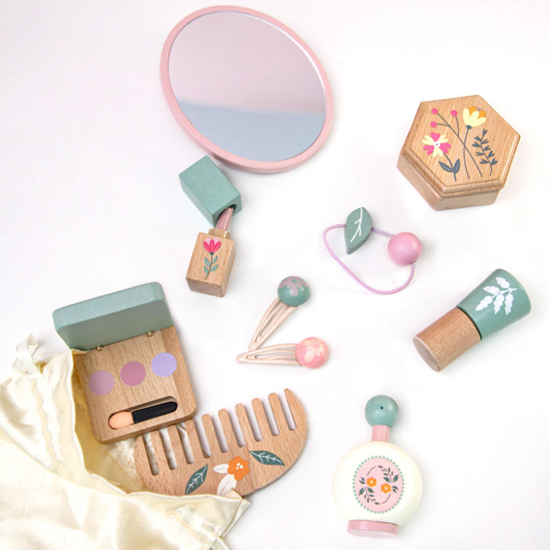 Wholesale Wooden Kids Makeup Kit Beauty Pretend Play Role Play Toy Set