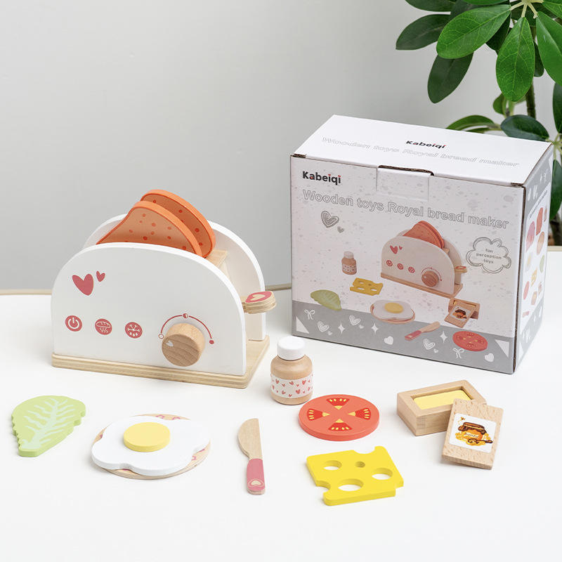 Montessori Eco-friendly Wooden Royal Bread Maker Kitchen Set for Kids Pretend Play Role-Playing Toy for Ages 2-13 Years
