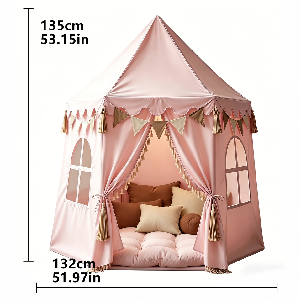 Princess Castle Kids Play Tent for Toddlers Children Soft Foldable Polyester Fabric Indoor Playhouse Soft Toy Unisex