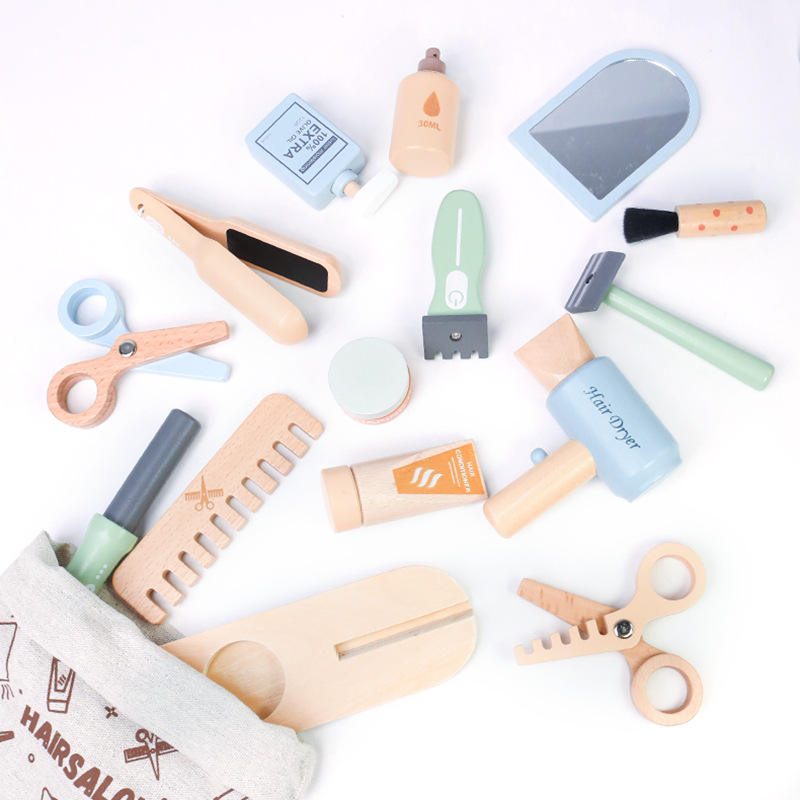 Wholesale Wooden Makeup and Hairdressing Pretend Play Set Kids Beauty Toy