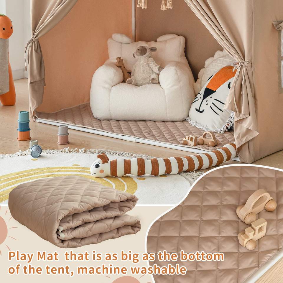 Wholesale Large Kids Play Tent with Padded Mat and String Lights