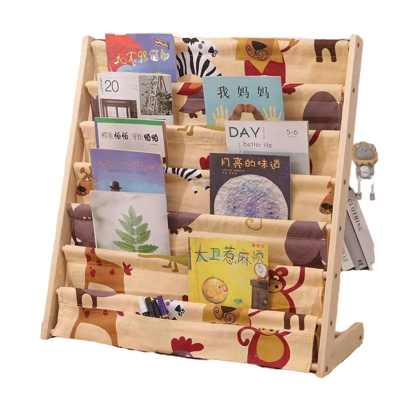 Children's Creative Unpainted Solid Wood Bookshelf Baby Picture Book Rack Storage Rack Home Textbook Storage Rack 3D Style