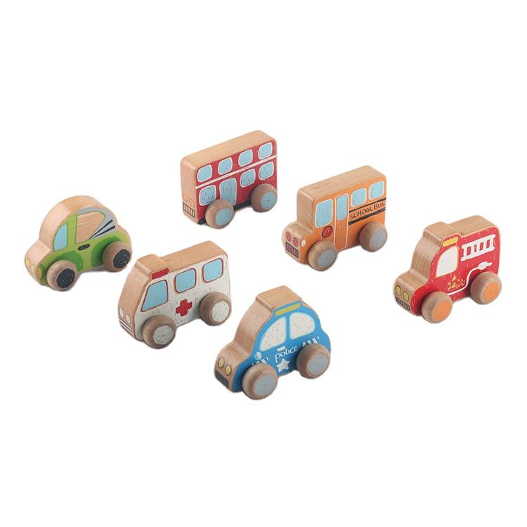 Wholesale Montessori Mini Wooden School Bus Toy Toddler Early Learning Vehicle