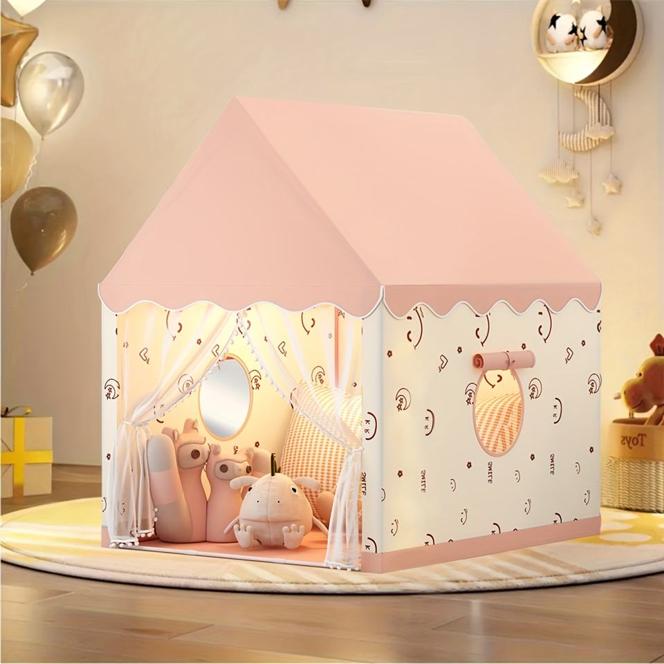 Pink Joyful Face Kids Playhouse Tent Fun Foldable Indoor Toy House for Toddlers and Children