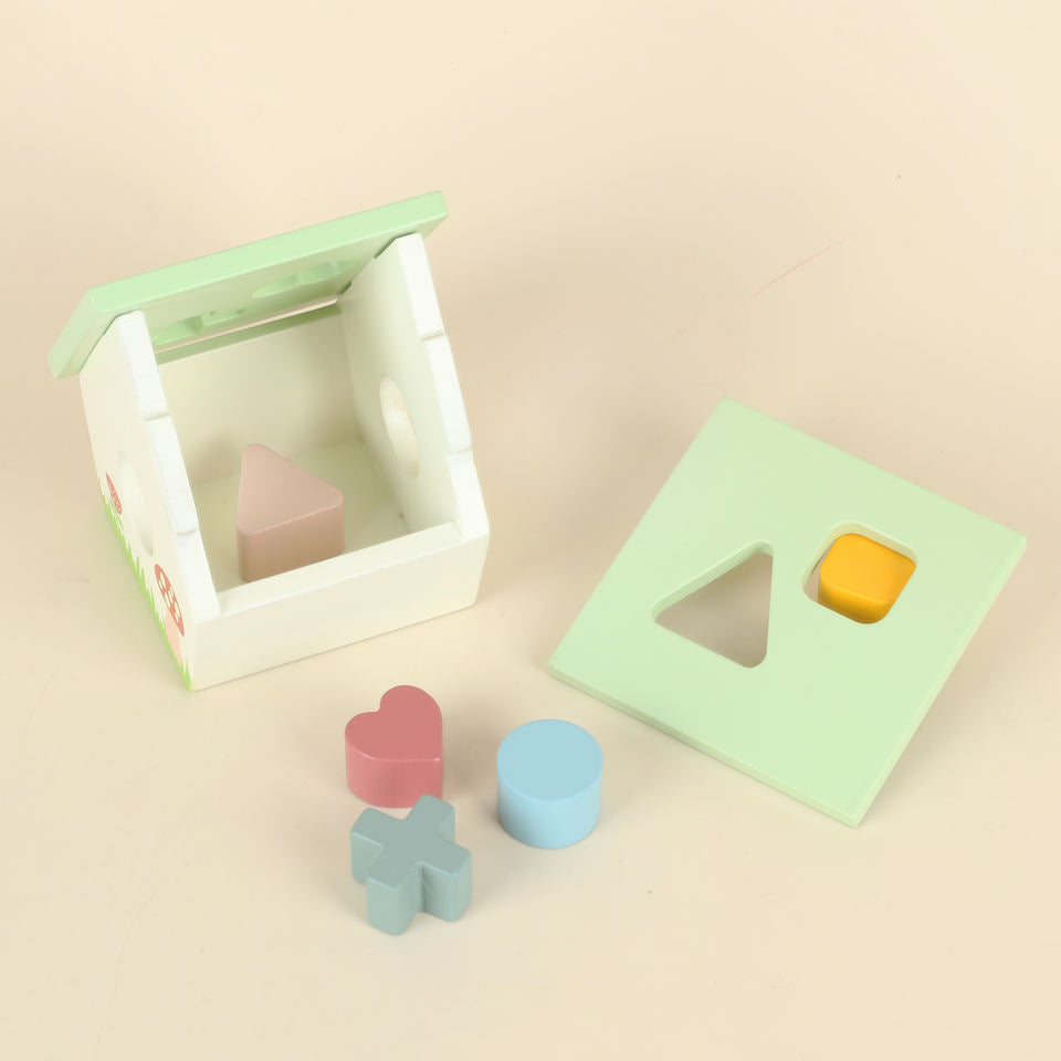 Wholesale Montessori Wooden Shape Sorting Cube Baby Geometry Learning Box