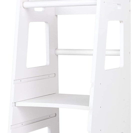 Bright White Wooden Step Stool - Toddler Tower Kitchen Step Stool for Kitchen Counter Learning
