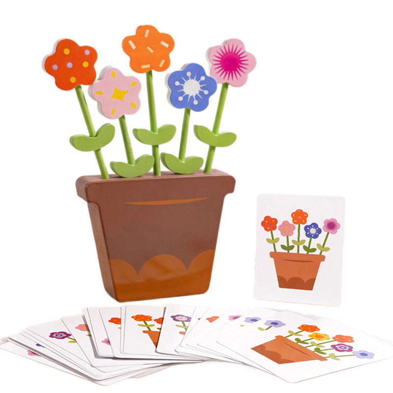 Wholesale Montessori Wooden Flower Arrangement Toy Color Matching Puzzle for Kids Learning Gift