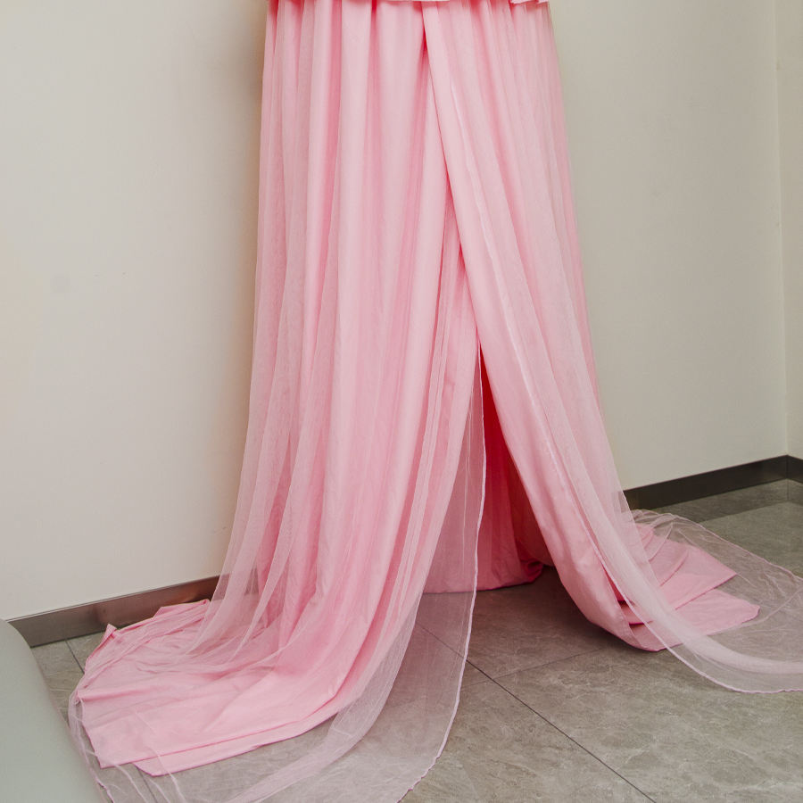 Princess Pink Double Layer Polyester Kids Bed Canopy for 2-7 Years Kids Indoor Outdoor Use
