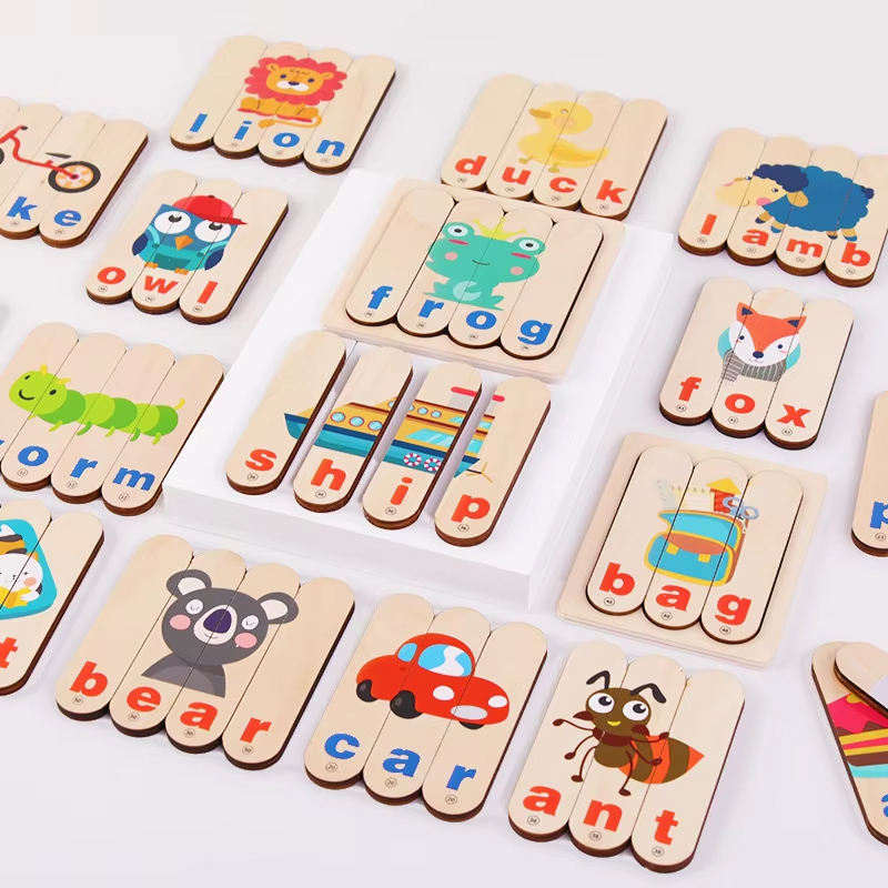 Wholesale Wooden Animal Alphabet Puzzle Preschool Letter Learning Toy