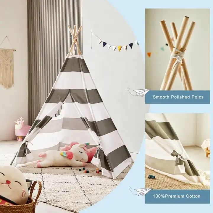 100% Premium Cotton Children Kids Play Teepee Indian Tent Tepee Outdoor Indian Tents