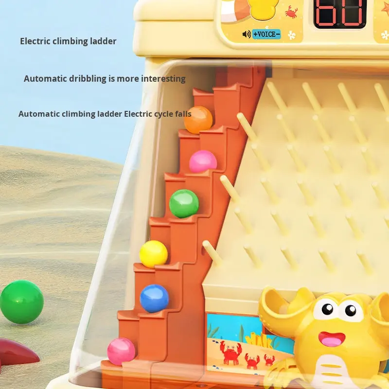 Bechotoy Montessori Cognition Crab Educational Plastic Catching Ball Machine Toys for Kids