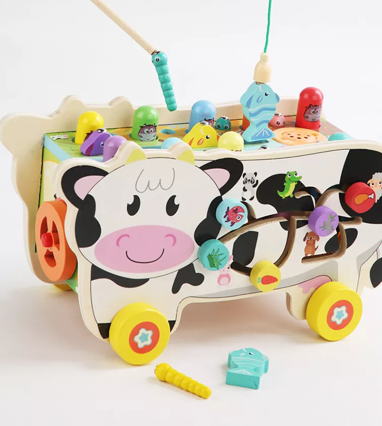Wholesale 7 in 1 Wooden Pounding Bench Xylophone Fishing Montessori Learning Toy