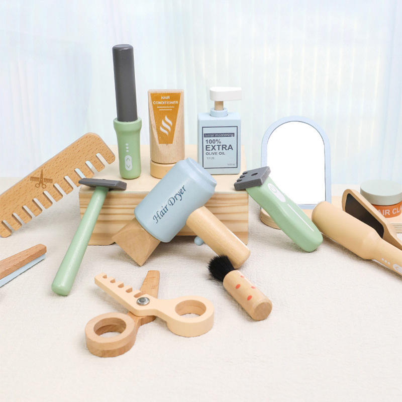 Wholesale Wooden Makeup and Hairdressing Pretend Play Set Kids Beauty Toy