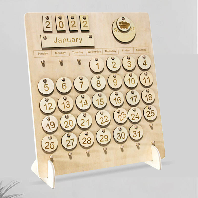 Wholesale Wooden Toddler Calendar Toy Montessori Time Learning Board