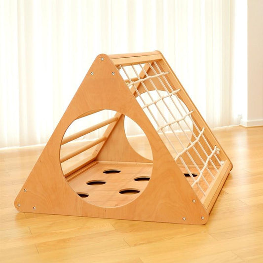 Solid Wood Toddler Pickler Triangle Play Gym Ramp Rocking Arch Indoor Wooden Playground Area For Home Use