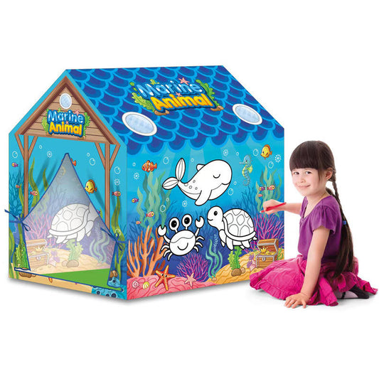 Wholesale Hand Drawn Kids Coloring Tent Indoor Washable Playhouse