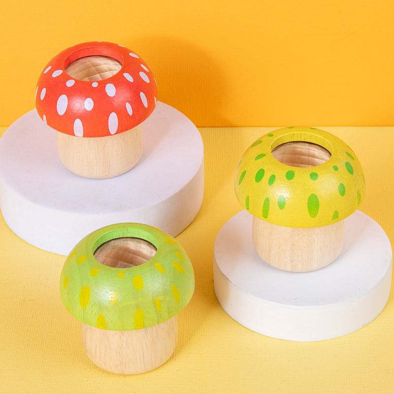 Wholesale Wooden Kaleidoscope Mirror Toy Lens Mushroom Shape Kids Science Developmental