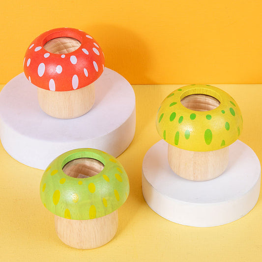 Wholesale Wooden Kaleidoscope Mirror Toy Lens Mushroom Shape Kids Science Developmental