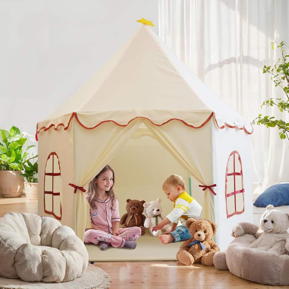 Wholesale Beige Cotton Fabric Toddler Tent Children Indoor Playhouse