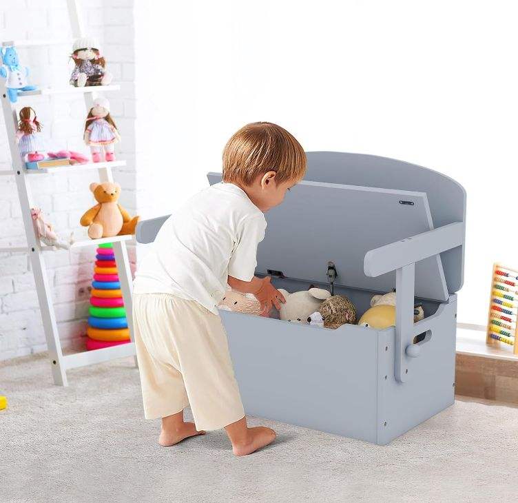 Wood Reading Nook Convertible Toy Storage Bench Kids Table and Chair Set for Preschool,Kids Room