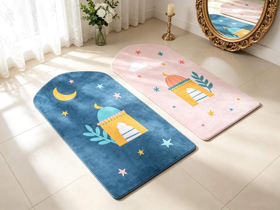 Wholesale Kids Islamic Prayer Rug Non Slip Muslim Mat Custom Design