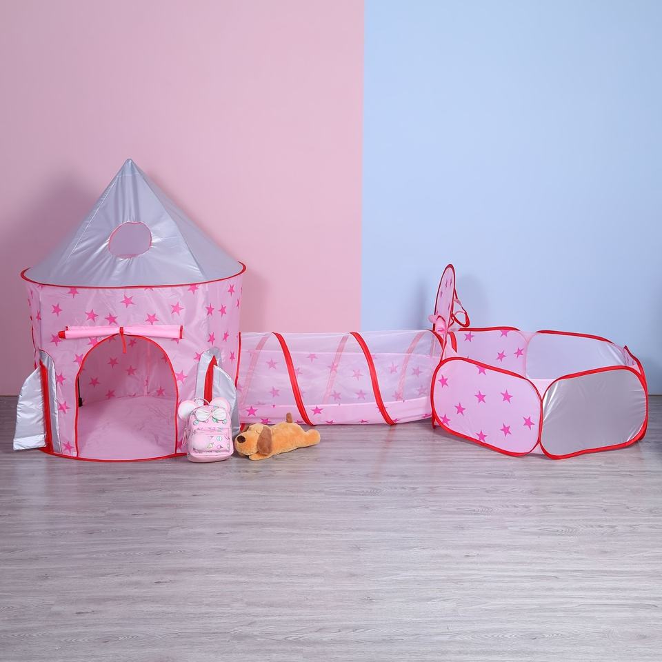 3 Piece Boys Kids Play Tent Set Baby Tunnel Playhouse Indoor Outdoor Activity Toy