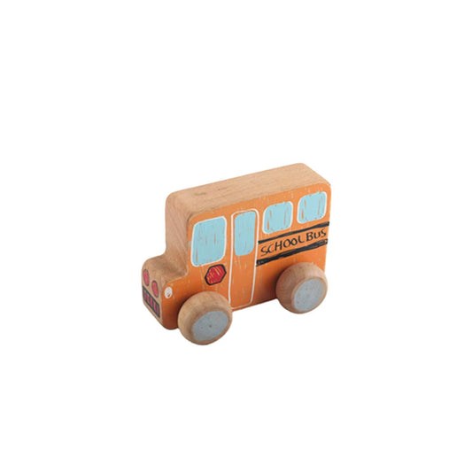 Wholesale Montessori Mini Wooden School Bus Toy Toddler Early Learning Vehicle