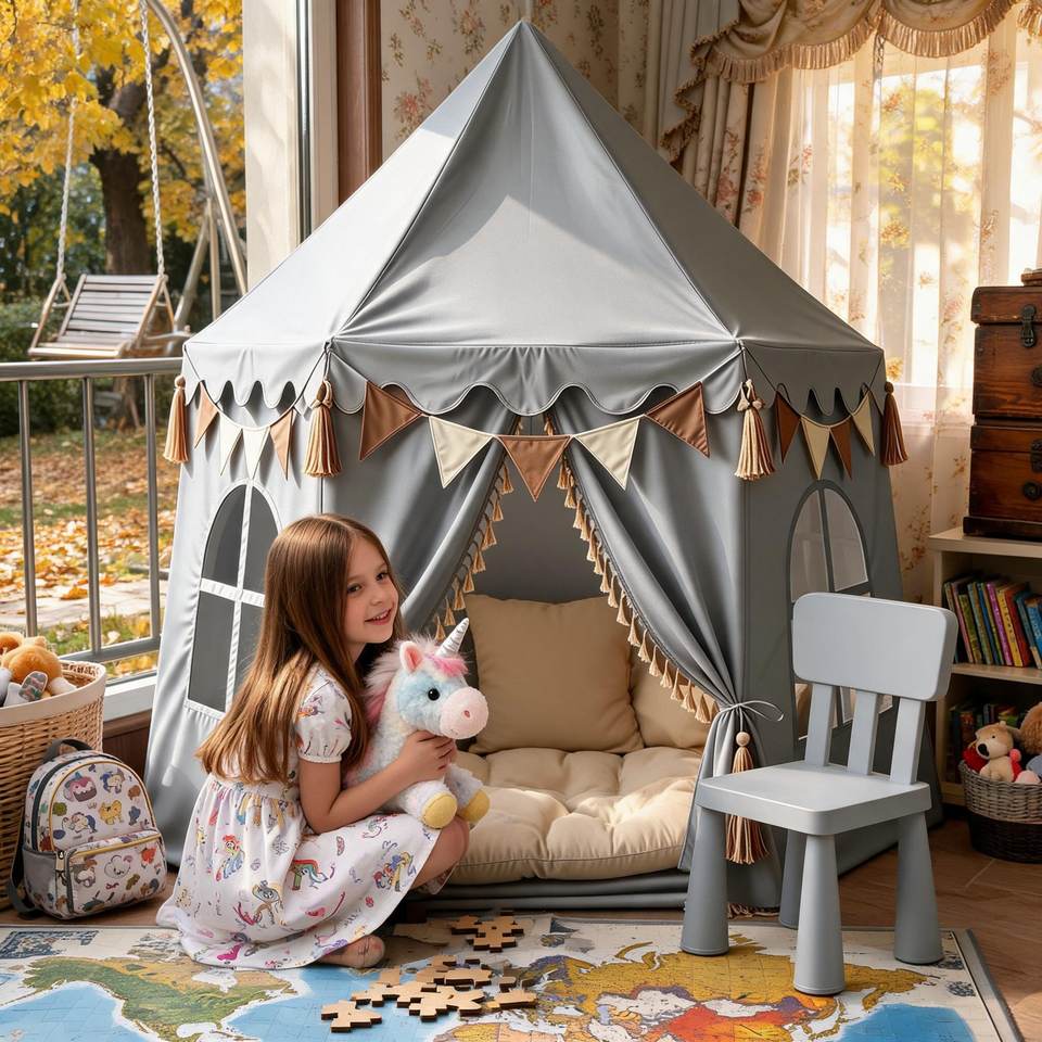 Princess Castle Kids Play Tent for Toddlers Children Soft Foldable Polyester Fabric Indoor Playhouse Soft Toy