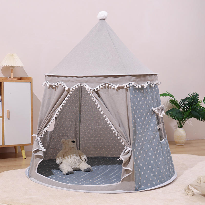 Cotton Fabric Foldable Kids Tent Playhouse for 5-7 Years Old Children Indoor Use
