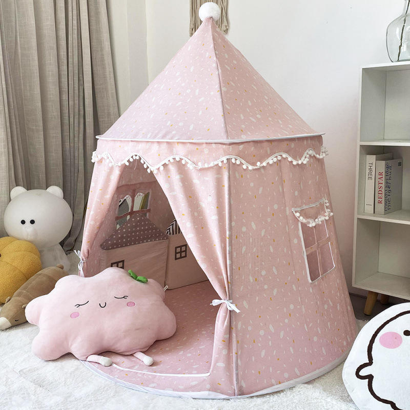 Cotton Fabric Foldable Kids Tent Playhouse for 5-7 Years Old Children Indoor Use