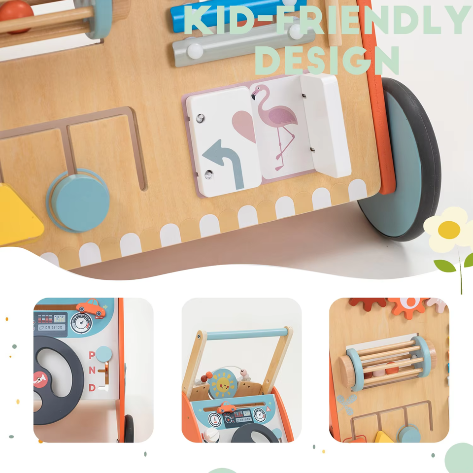 Wholesale Montessori Multi Activity Wooden Baby Walker Toddler Learning Center