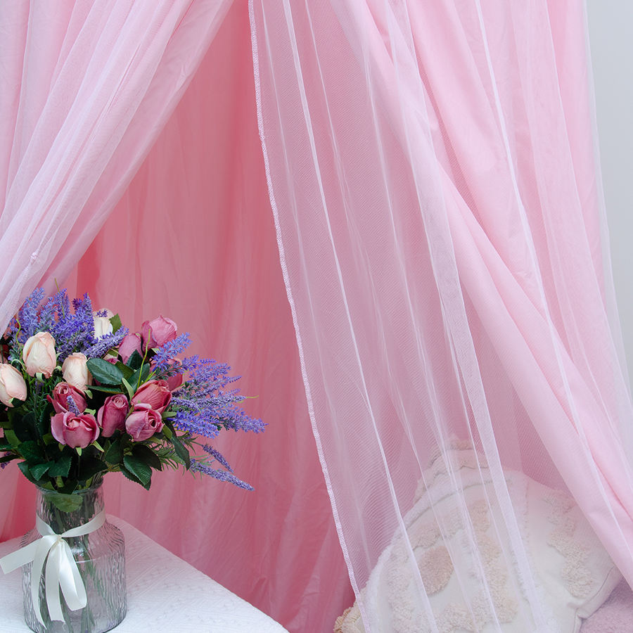 Princess Pink Double Layer Polyester Kids Bed Canopy for 2-7 Years Kids Indoor Outdoor Use