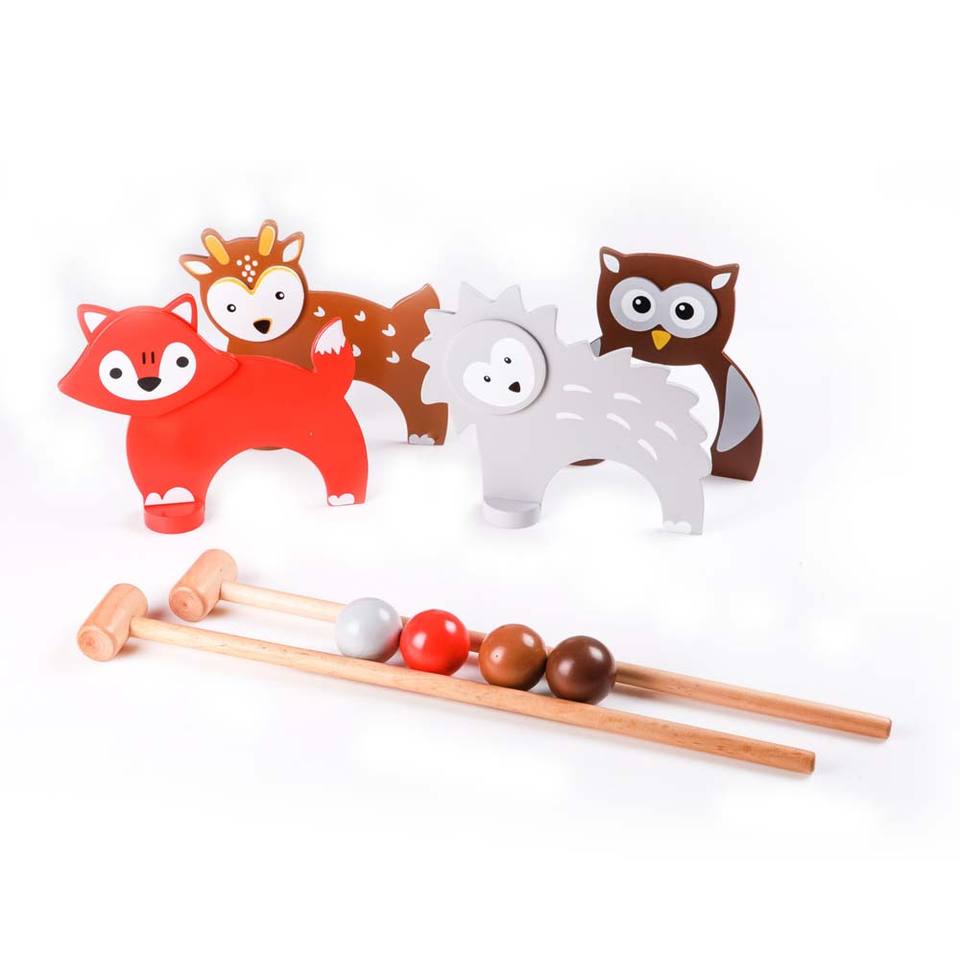 Wholesale Wooden Kids Croquet Set Jungle Animal Outdoor Lawn Game Toy