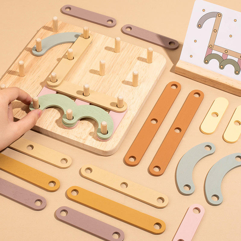 Wholesale DIY Wooden Nail Board Strip Puzzle Montessori Fine Motor Toy