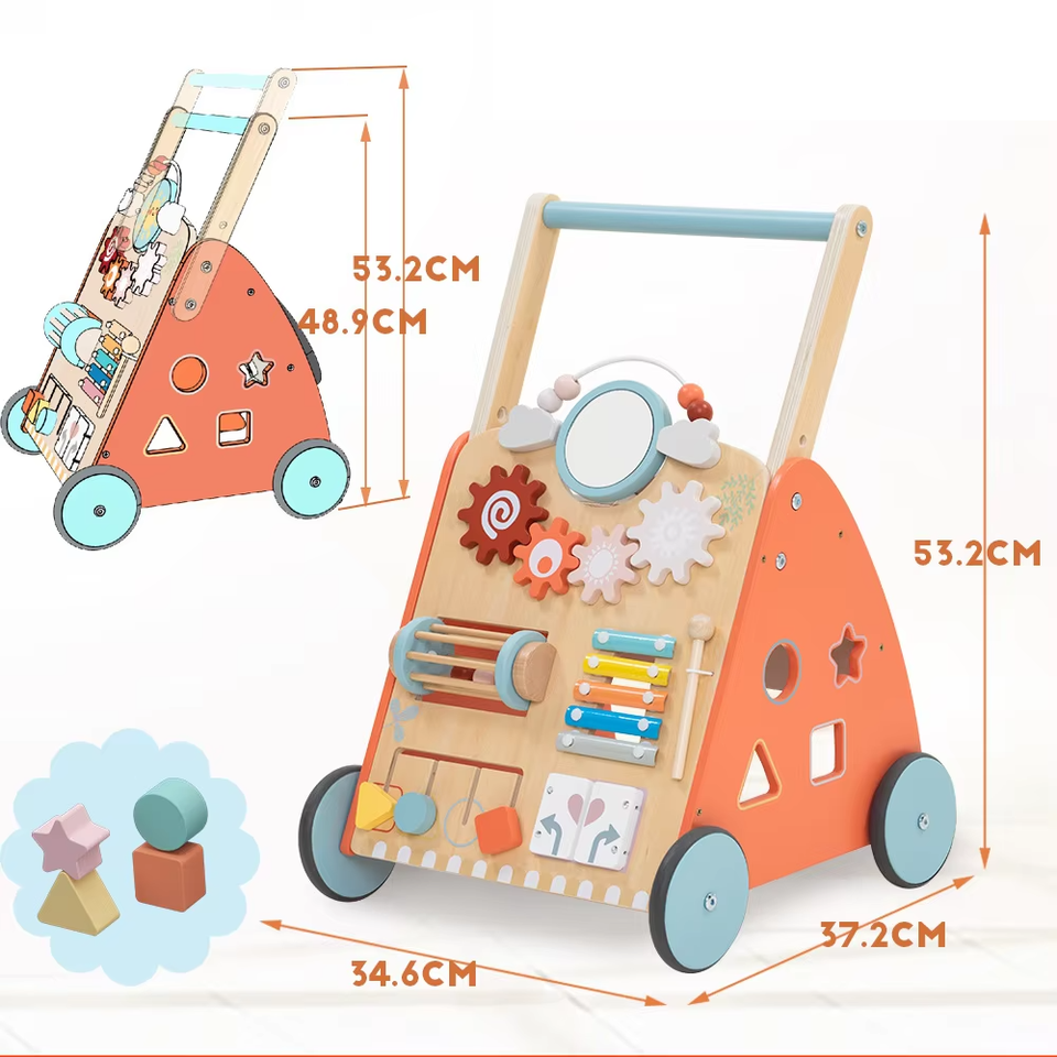 Wholesale Montessori Multi Activity Wooden Baby Walker Toddler Learning Center