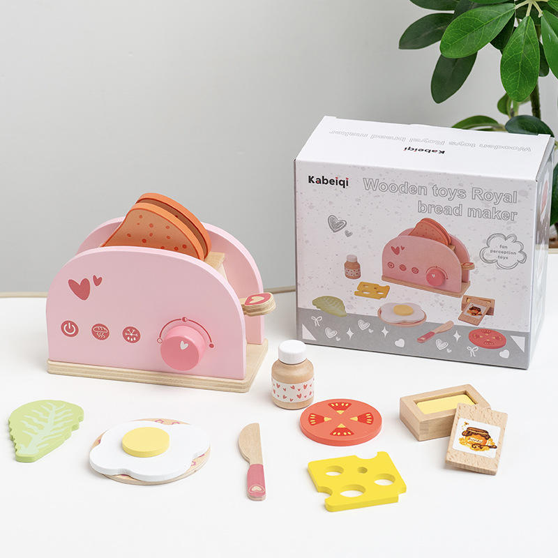 Montessori Eco-friendly Wooden Royal Bread Maker Kitchen Set for Kids Pretend Play Role-Playing Toy for Ages 2-13 Years