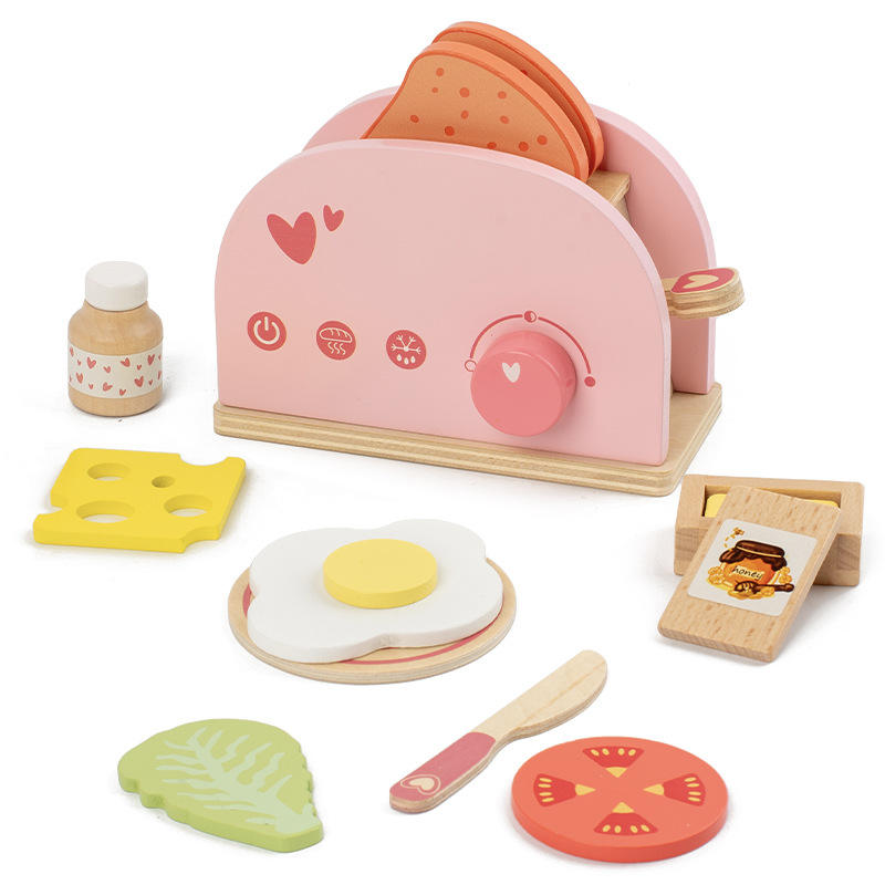 Montessori Eco-friendly Wooden Royal Bread Maker Kitchen Set for Kids Pretend Play Role-Playing Toy for Ages 2-13 Years