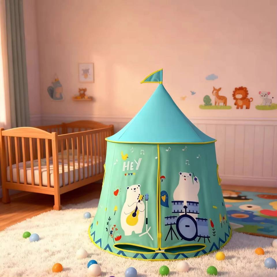 Kids Unisex Indoor Outdoor Princess Castle Play Tent Cartoon Foldable Portable Polyester Large