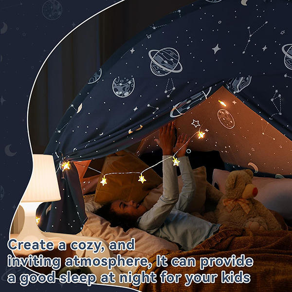 New Fluorescent Glow-in-the-Dark Kids Tent Indoor Playhouse Kids Stripe Padded Mat Foldable Dark Grey Play Toy Tents