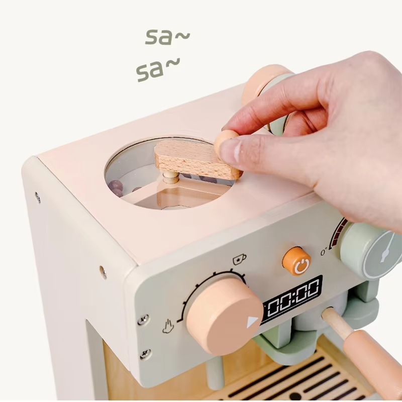Wholesale Montessori Wooden Coffee Machine Pretend Play Set Kids Kitchen Maker Toy