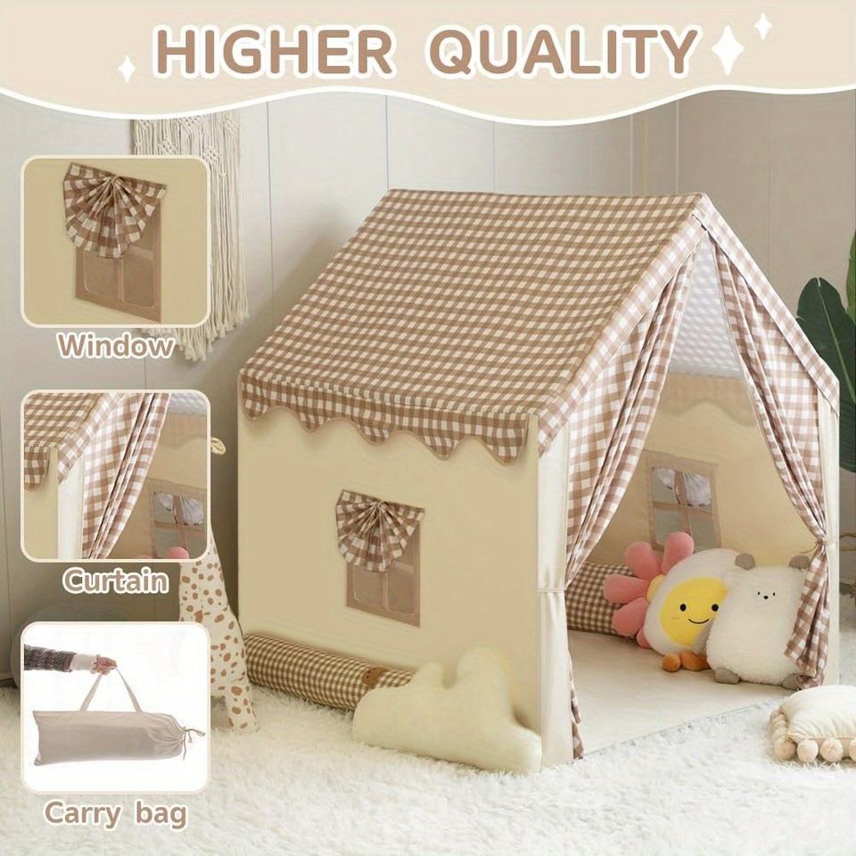 Brown Plaid Cartoon Kids Play Tent Halloween Gift Indoor Foldable Children Toy House