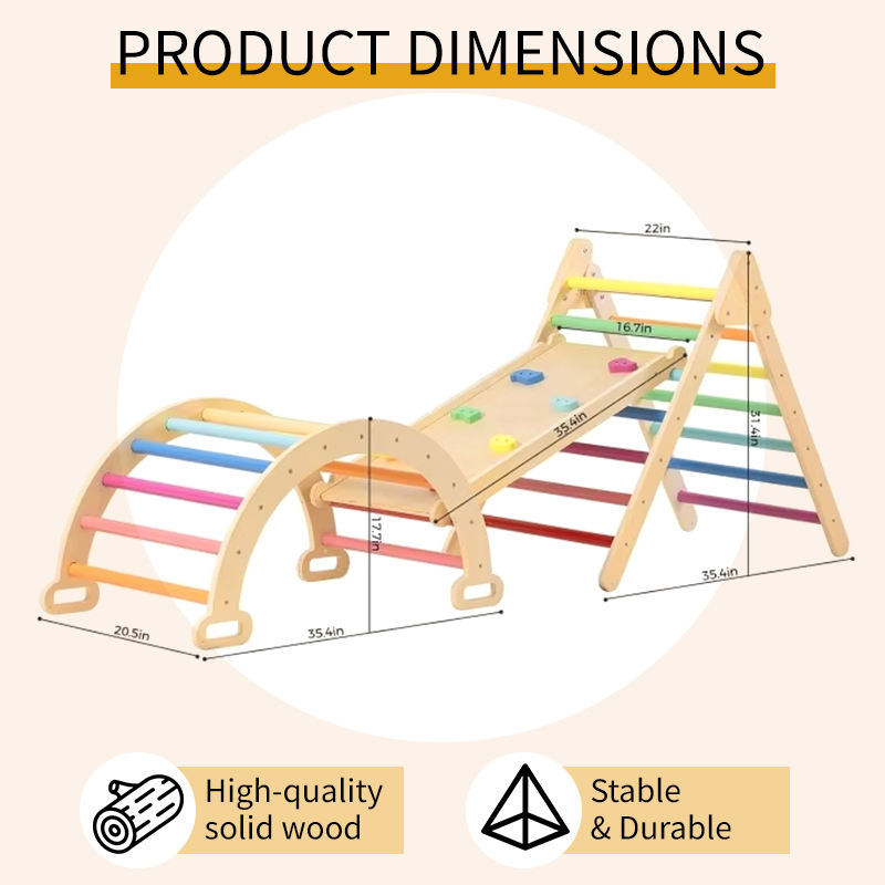 7-in-1 Foldable Pikler Triangle Climbing Toys Set for Kids,Baby Indoor Playground Jungle Gym, Wooden Montessori Climbing Set