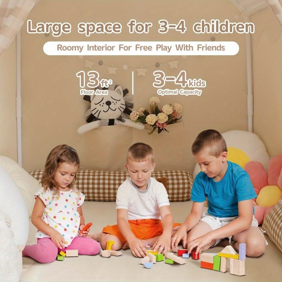 Brown Plaid Cartoon Kids Play Tent Halloween Gift Indoor Foldable Children Toy House