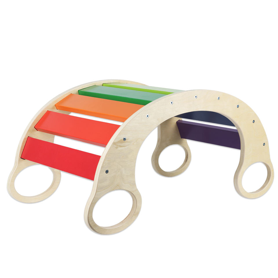 Wholesale Montessori Wooden Rainbow Rocker Balance Chair Toddler Climbing Toy