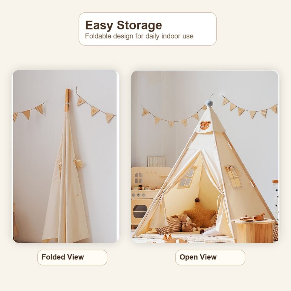 Kids Indoor Play Tent Foldable Teepee Playhouse for Boys and Girls Bedroom Playroom