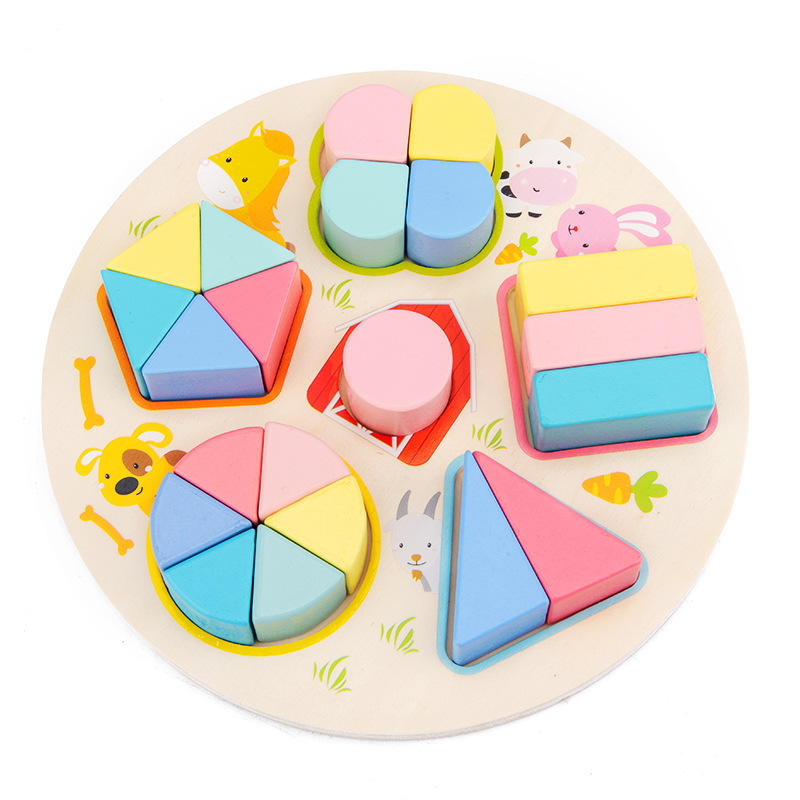 Wholesale Montessori Baby Blocks Game Wooden Preschool Stacking Educational Toy