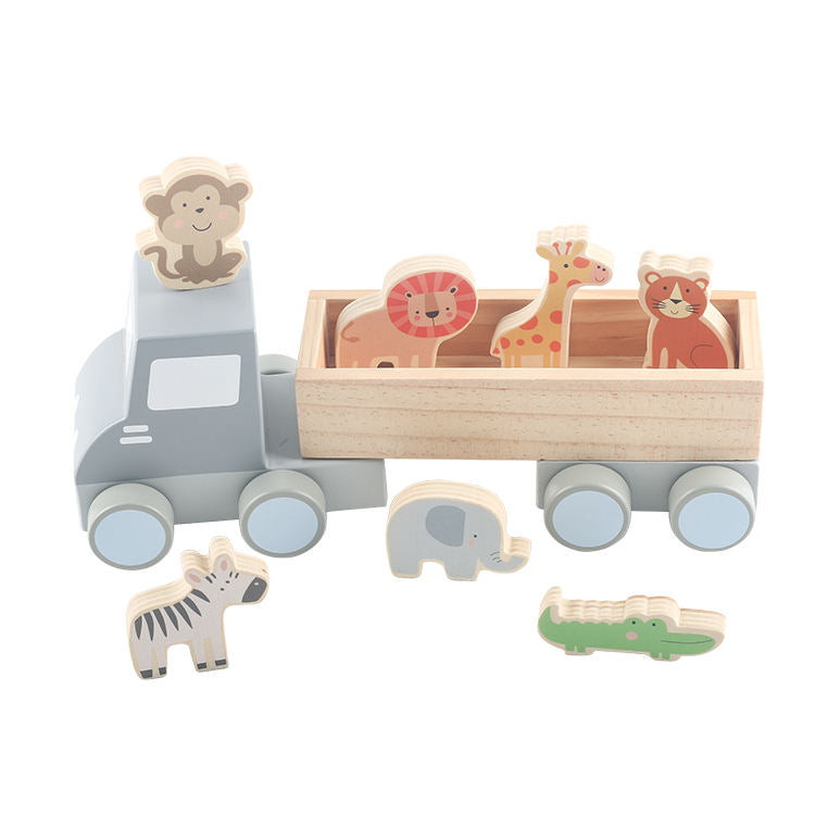 Wholesale Eco Friendly Wooden Baby Car Blocks Toy Montessori Early Learning Set
