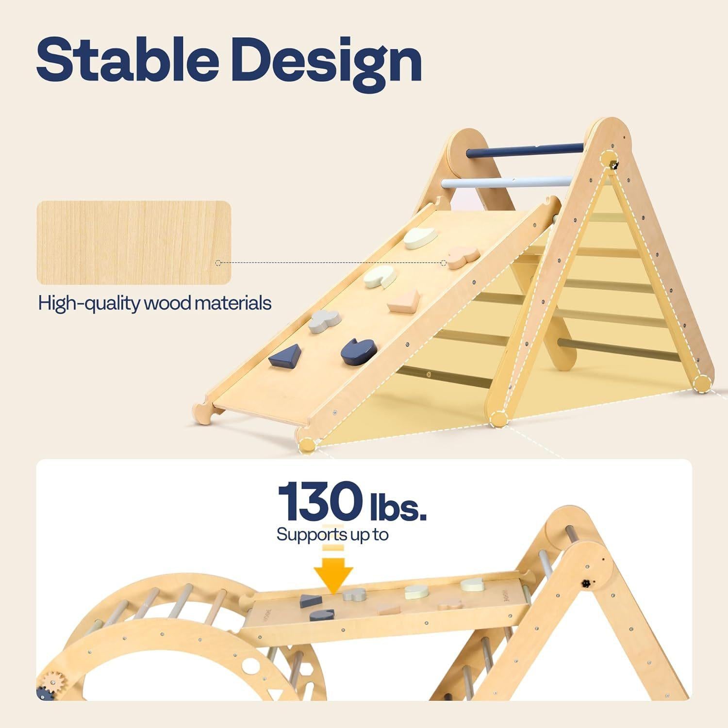 Best Selling Toddler Triangle Wooden Climbing Toys Kids Montessori Foldable Climbing Set With Ladder