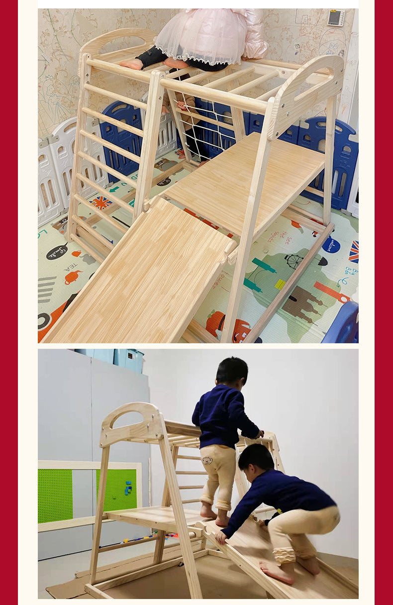 Indoor Play Structure For Toddlers Hand & Foot Exercise Wooden Toy Climbing Frame For Active Play & Learning