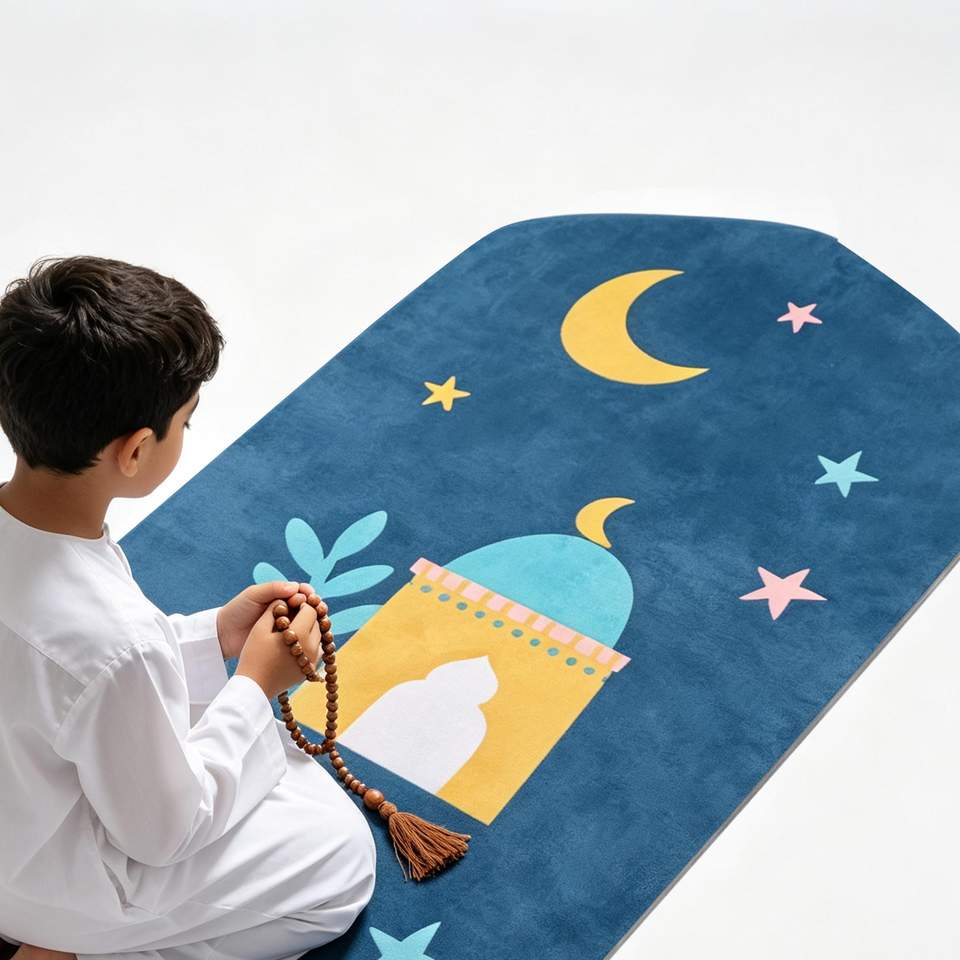 Wholesale Kids Islamic Prayer Rug Non Slip Muslim Mat Custom Design